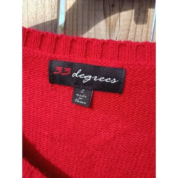 Ugly Christmas Sweater Gingerbread Man by 33 degrees Size Large Sequins Gems - Picture 3 of 9